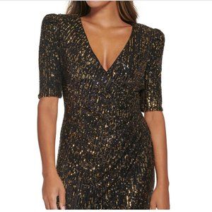 Calvin Klein Sequined Faux Wrap Dress Size 12